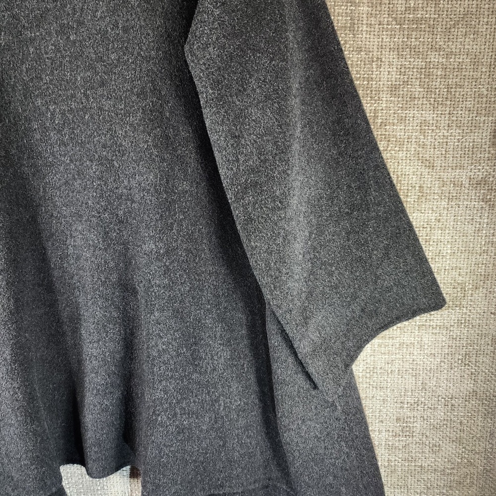 Eileen Fisher Boiled Wool Open Front Shawl Collar Coat Womens L Charcoal Nice! - Picture 7 of 13